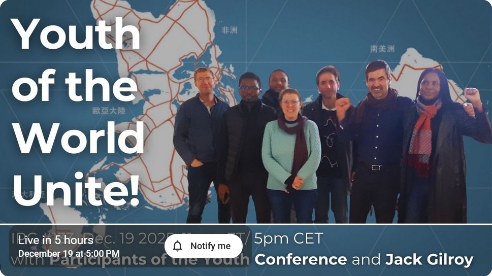 Fredsmöte #133 den 19.12 2025 kl. 17  med Internationella Fredskoalitionen (IPC) ”Unga i hela världen förena er!”